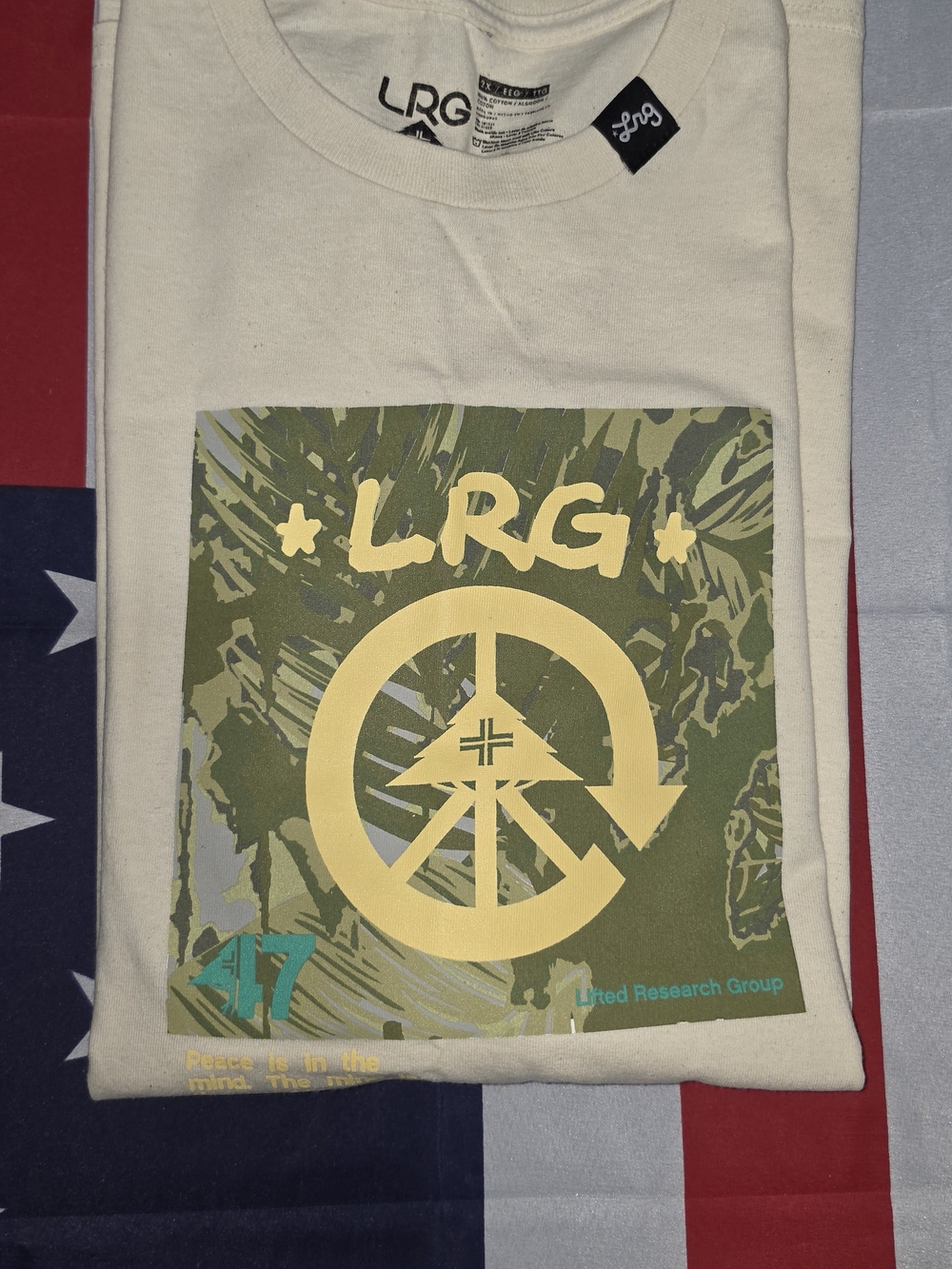 LRG Cream T-Shirt with Black Logo Print